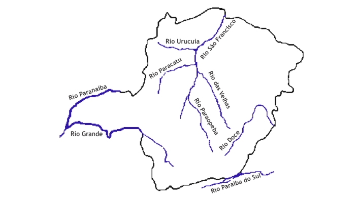 Croqui dos rios de Minas Gerais integrantes do Sistema Hidroviário Nacional